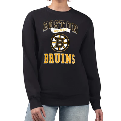 Women's G-III 4Her by Carl Banks Boston Bruins Team Logo Tri-Blend Fleece Pullover Sweatshirt