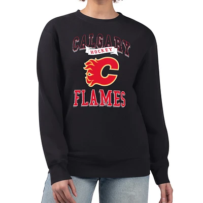 Women's G-III 4Her by Carl Banks Calgary Flames Team Logo Tri-Blend Fleece Pullover Sweatshirt