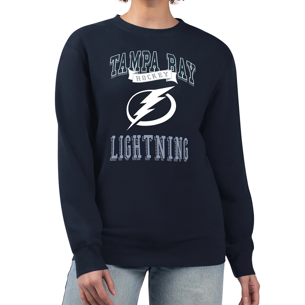 Women's G-III 4Her by Carl Banks Navy Tampa Bay Lightning Team Logo Tri-Blend Fleece Pullover Sweatshirt