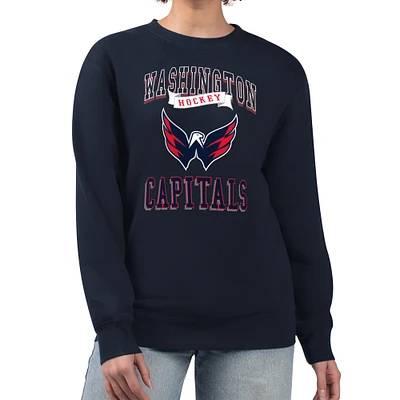 Women's G-III 4Her by Carl Banks Navy Washington Capitals Team Logo Tri-Blend Fleece Pullover Sweatshirt