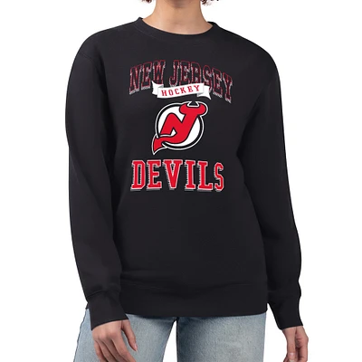 Women's G-III 4Her by Carl Banks New Jersey Devils Team Logo Tri-Blend Fleece Pullover Sweatshirt