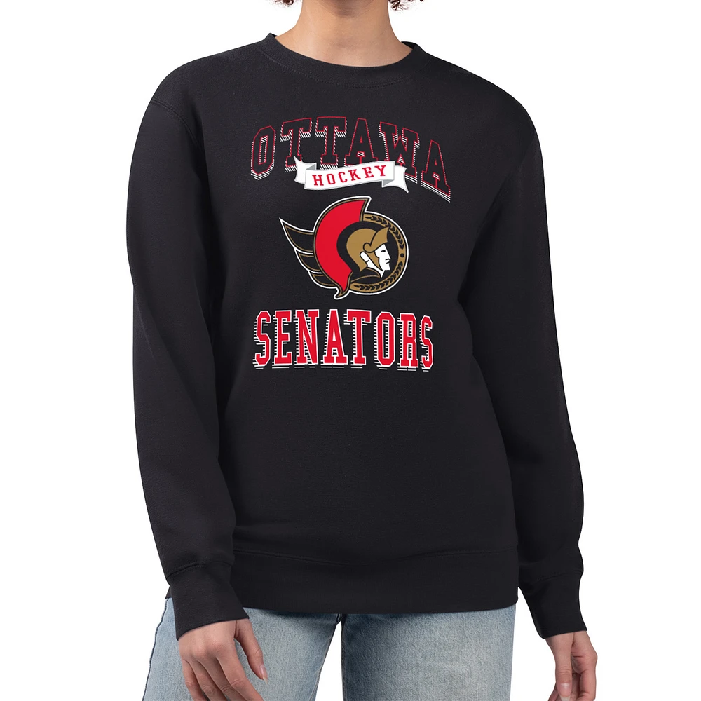 Women's G-III 4Her by Carl Banks Ottawa Senators Team Logo Tri-Blend Fleece Pullover Sweatshirt