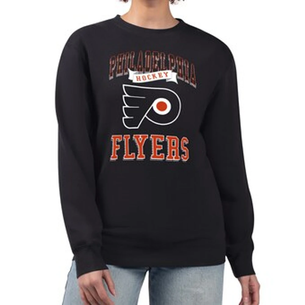 Women's G-III 4Her by Carl Banks Philadelphia Flyers Team Logo Tri-Blend Fleece Pullover Sweatshirt