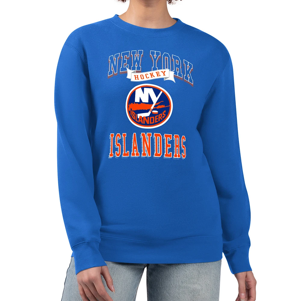 Women's G-III 4Her by Carl Banks Royal New York Islanders Team Logo Tri-Blend Fleece Pullover Sweatshirt