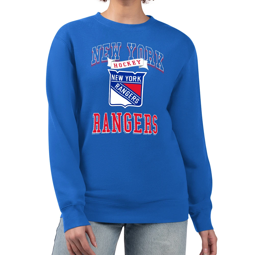 Women's G-III 4Her by Carl Banks New York Rangers Team Logo Tri-Blend Fleece Pullover Sweatshirt
