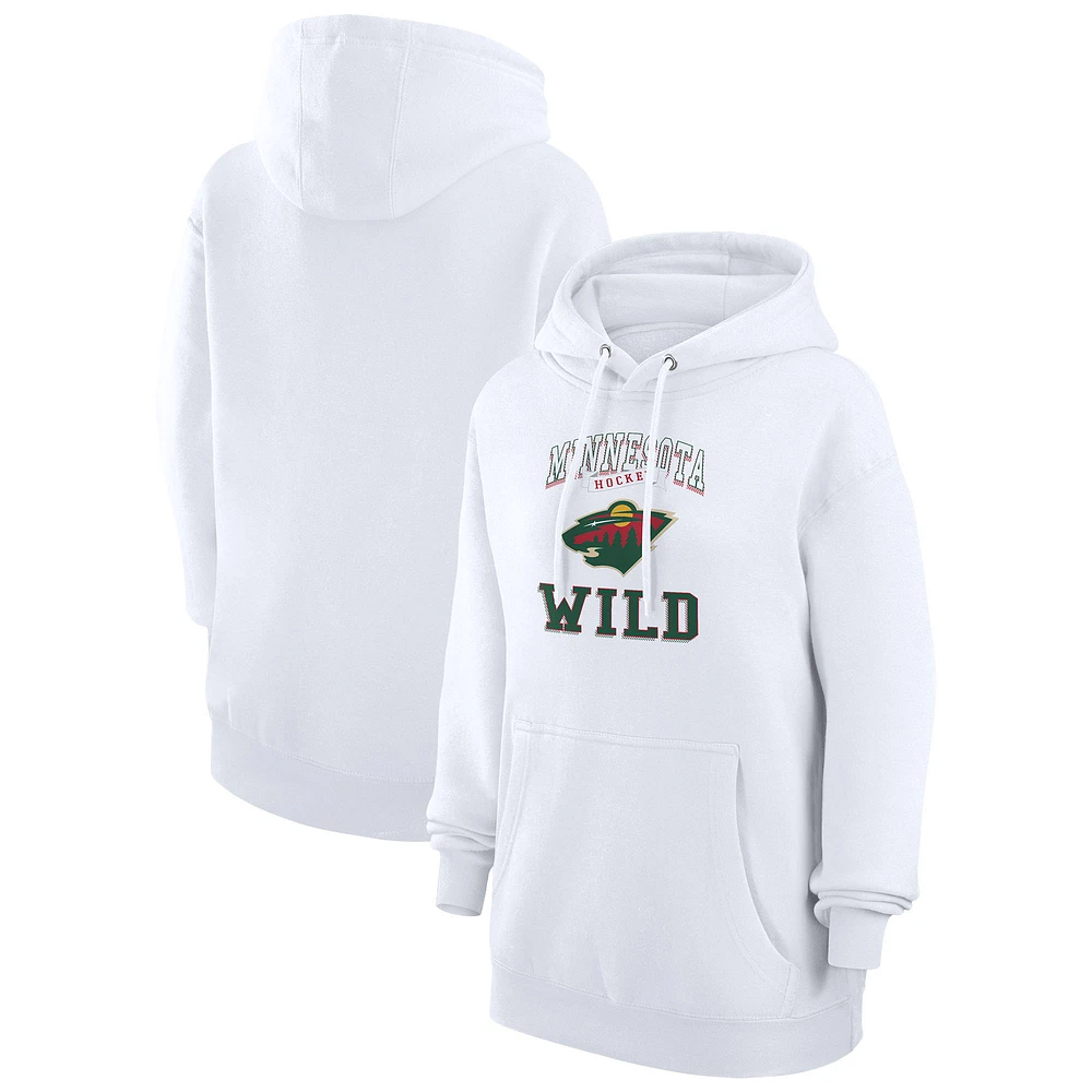 Women's G-III 4Her by Carl Banks White Minnesota Wild Team Logo Tri-Blend Fleece Pullover Hoodie