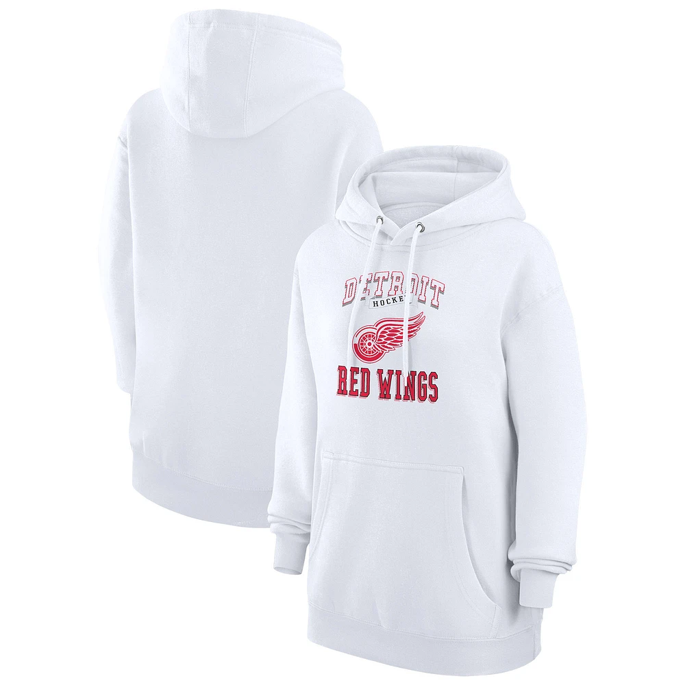 Women's G-III 4Her by Carl Banks White Detroit Red Wings Team Logo Tri-Blend Fleece Pullover Hoodie