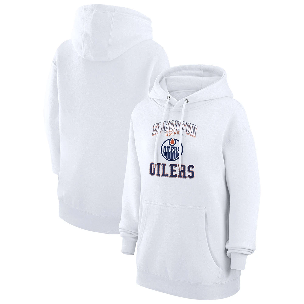 Women's G-III 4Her by Carl Banks White Edmonton Oilers Team Logo Tri-Blend Fleece Pullover Hoodie