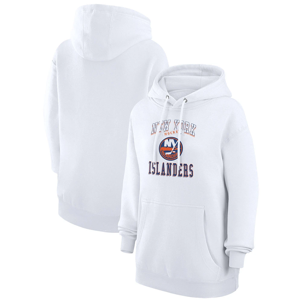 Women's G-III 4Her by Carl Banks White New York Islanders Team Logo Tri-Blend Fleece Pullover Hoodie