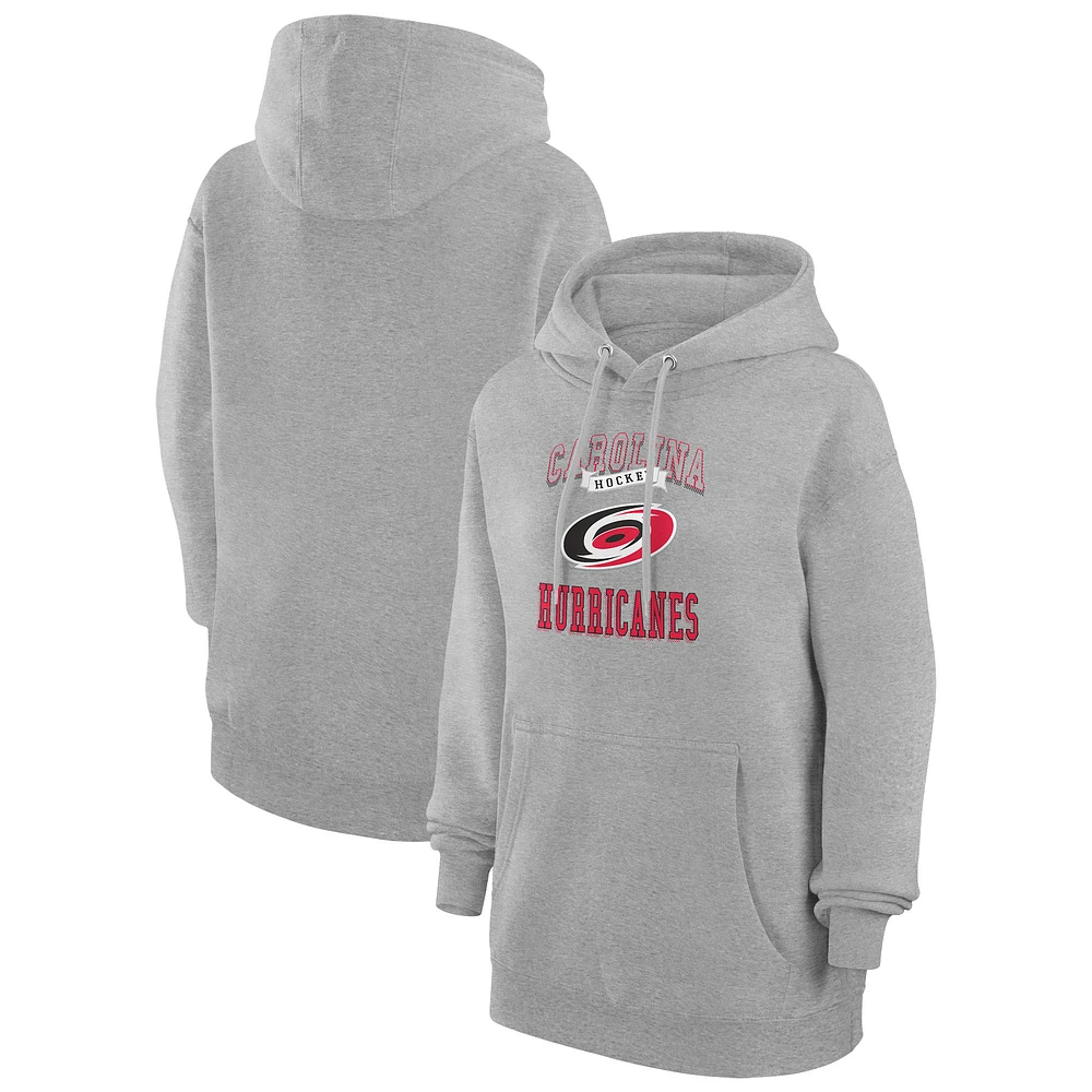 Women's G-III 4Her by Carl Banks Heather Gray Carolina Hurricanes Team Logo Tri-Blend Fleece Pullover Hoodie
