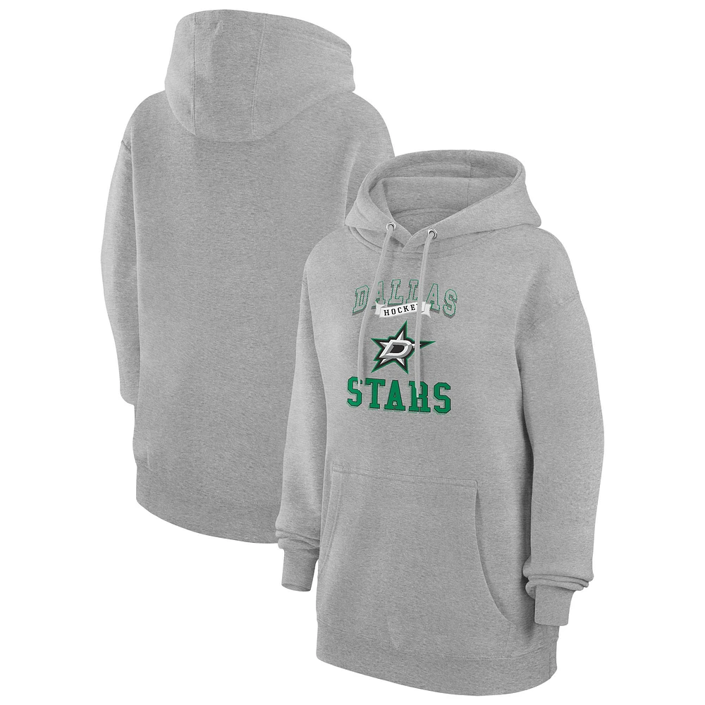 Women's G-III 4Her by Carl Banks Heather Gray Dallas Stars Team Logo Tri-Blend Fleece Pullover Hoodie