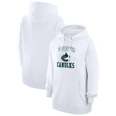 Women's G-III 4Her by Carl Banks White Vancouver Canucks Team Logo Tri-Blend Fleece Pullover Hoodie
