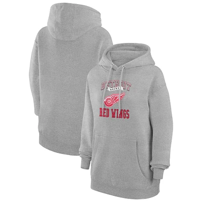 Women's G-III 4Her by Carl Banks Heather Gray Detroit Red Wings Team Logo Tri-Blend Fleece Pullover Hoodie