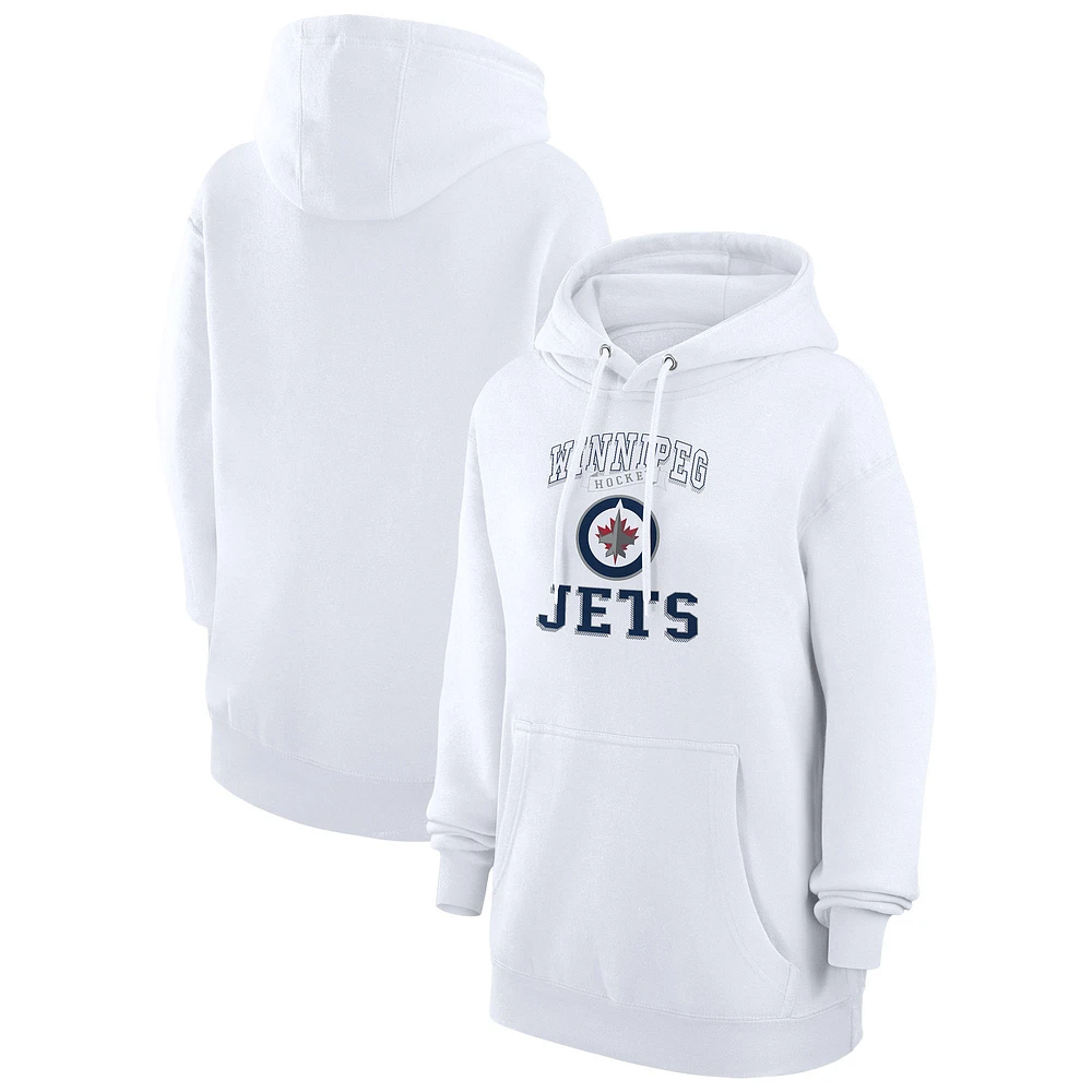 Women's G-III 4Her by Carl Banks White Winnipeg Jets Team Logo Tri-Blend Fleece Pullover Hoodie