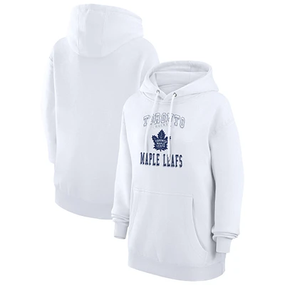 Women's G-III 4Her by Carl Banks White Toronto Maple Leafs Team Logo Tri-Blend Fleece Pullover Hoodie