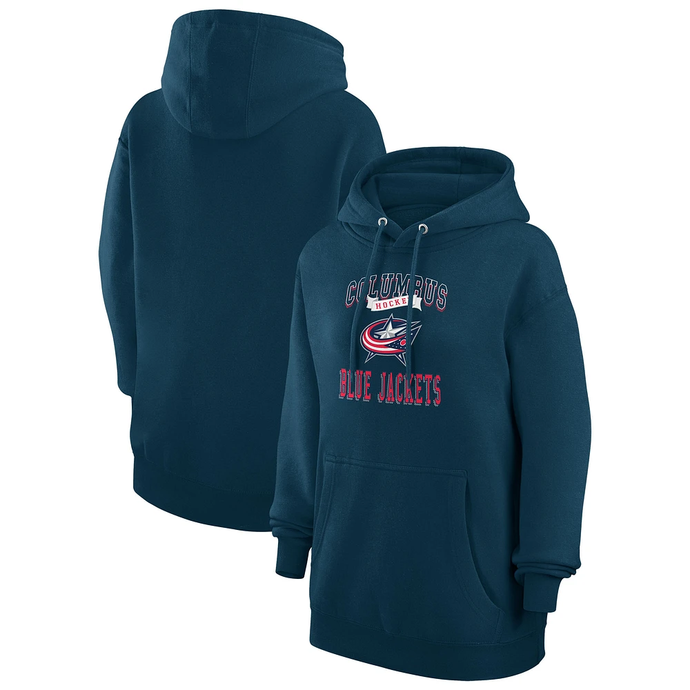 Women's G-III 4Her by Carl Banks Navy Columbus Blue Jackets Team Logo Tri-Blend Fleece Pullover Hoodie