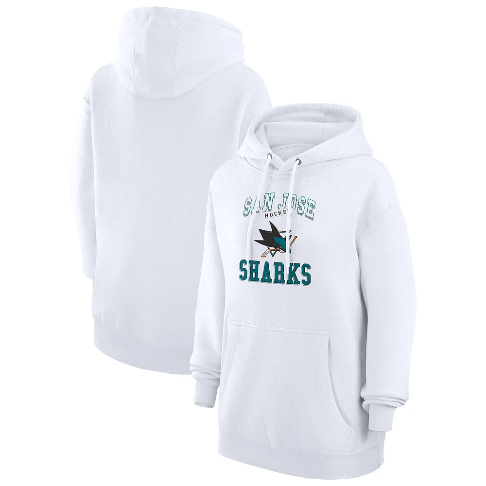 Women's G-III 4Her by Carl Banks White San Jose Sharks Team Logo Tri-Blend Fleece Pullover Hoodie