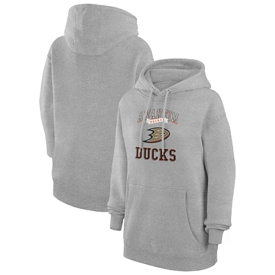 Women's G-III 4Her by Carl Banks Heather Gray Anaheim Ducks Team Logo Tri-Blend Fleece Pullover Hoodie