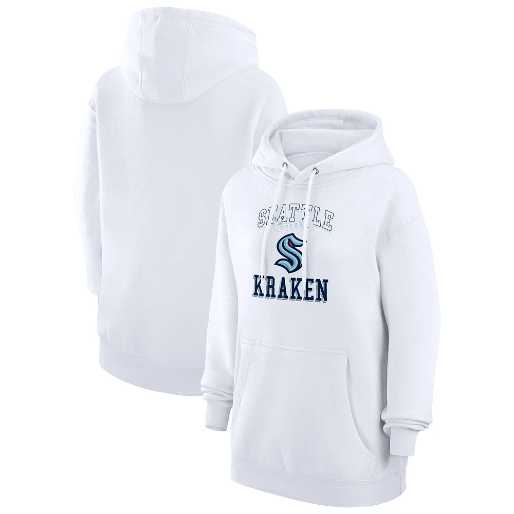 Women's G-III 4Her by Carl Banks White Seattle Kraken Team Logo Tri-Blend Fleece Pullover Hoodie