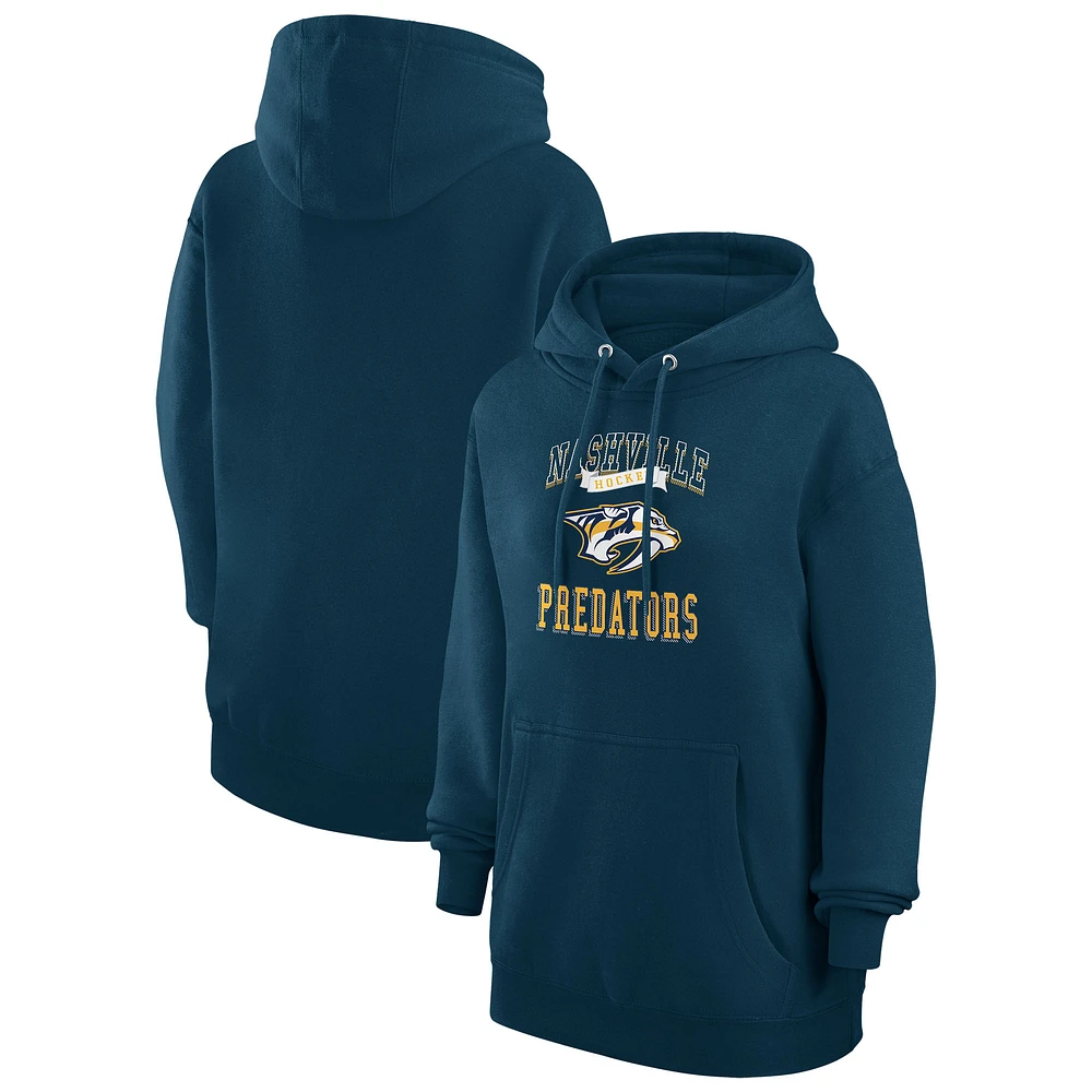Women's G-III 4Her by Carl Banks Navy Nashville Predators Team Logo Tri-Blend Fleece Pullover Hoodie