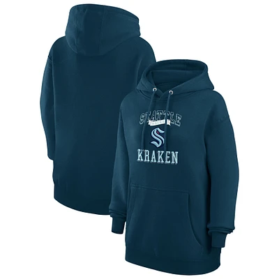 Women's G-III 4Her by Carl Banks Deep Sea Blue Seattle Kraken Team Logo Tri-Blend Fleece Pullover Hoodie