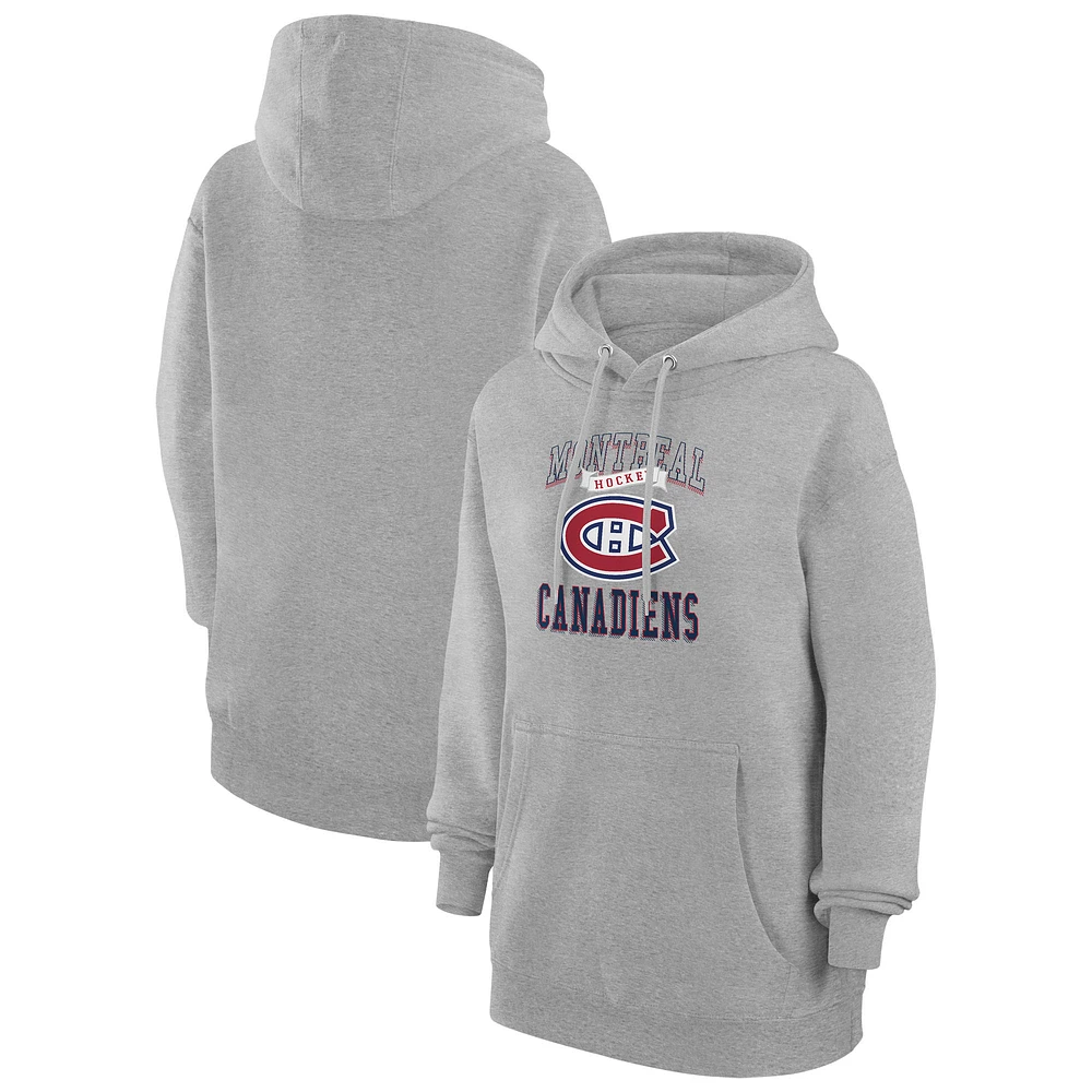 Women's G-III 4Her by Carl Banks Heather Gray Montreal Canadiens Team Logo Tri-Blend Fleece Pullover Hoodie