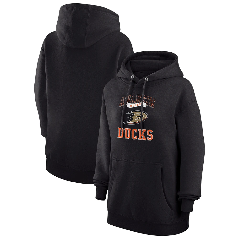 Women's G-III 4Her by Carl Banks Black Anaheim Ducks Team Logo Tri-Blend Fleece Pullover Hoodie