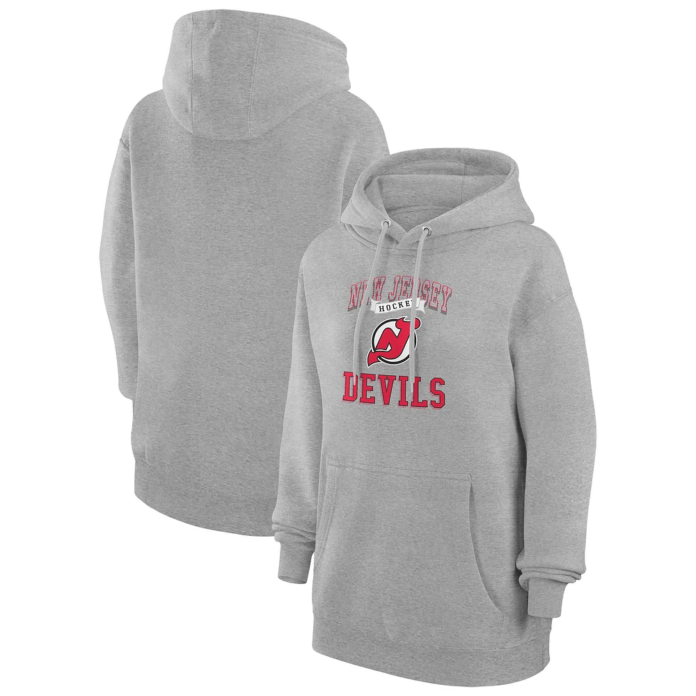 Women's G-III 4Her by Carl Banks Heather Gray New Jersey Devils Team Logo Tri-Blend Fleece Pullover Hoodie