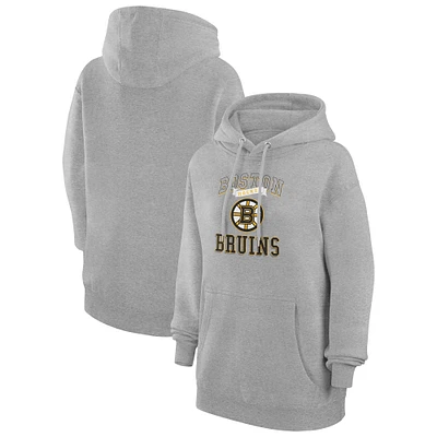 Women's G-III 4Her by Carl Banks Heather Gray Boston Bruins Team Logo Tri-Blend Fleece Pullover Hoodie