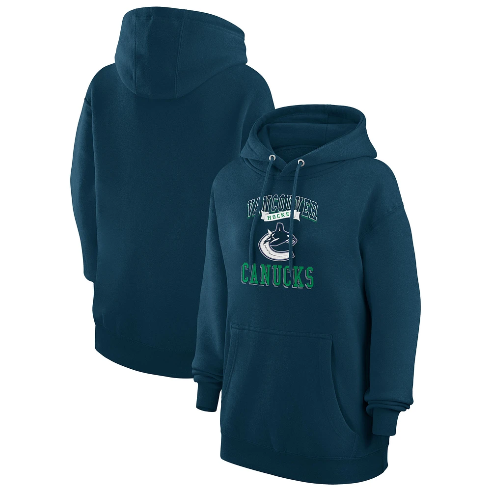 Women's G-III 4Her by Carl Banks Navy Vancouver Canucks Team Logo Tri-Blend Fleece Pullover Hoodie