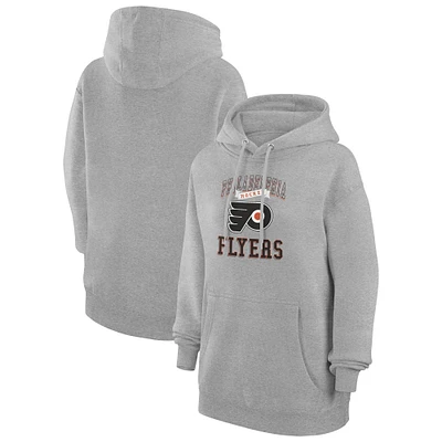 Women's G-III 4Her by Carl Banks Heather Gray Philadelphia Flyers Team Logo Tri-Blend Fleece Pullover Hoodie
