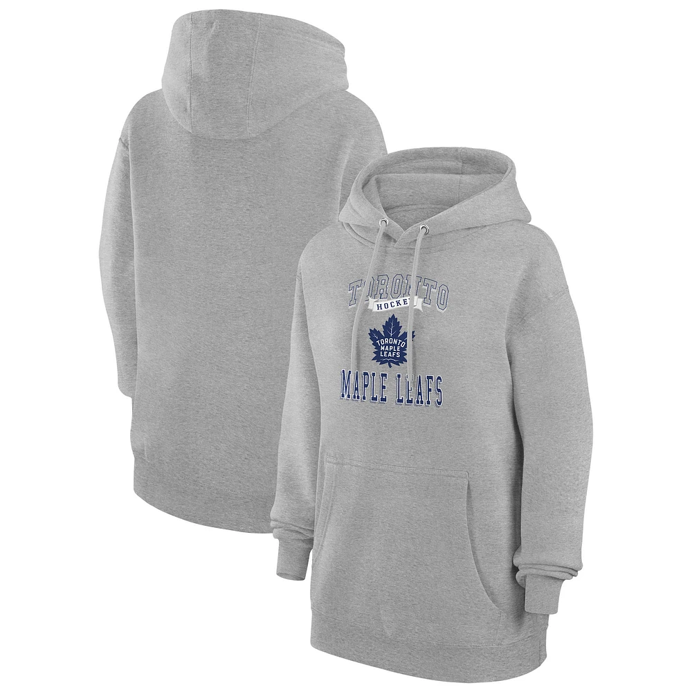 Women's G-III 4Her by Carl Banks Heather Gray Toronto Maple Leafs Team Logo Tri-Blend Fleece Pullover Hoodie