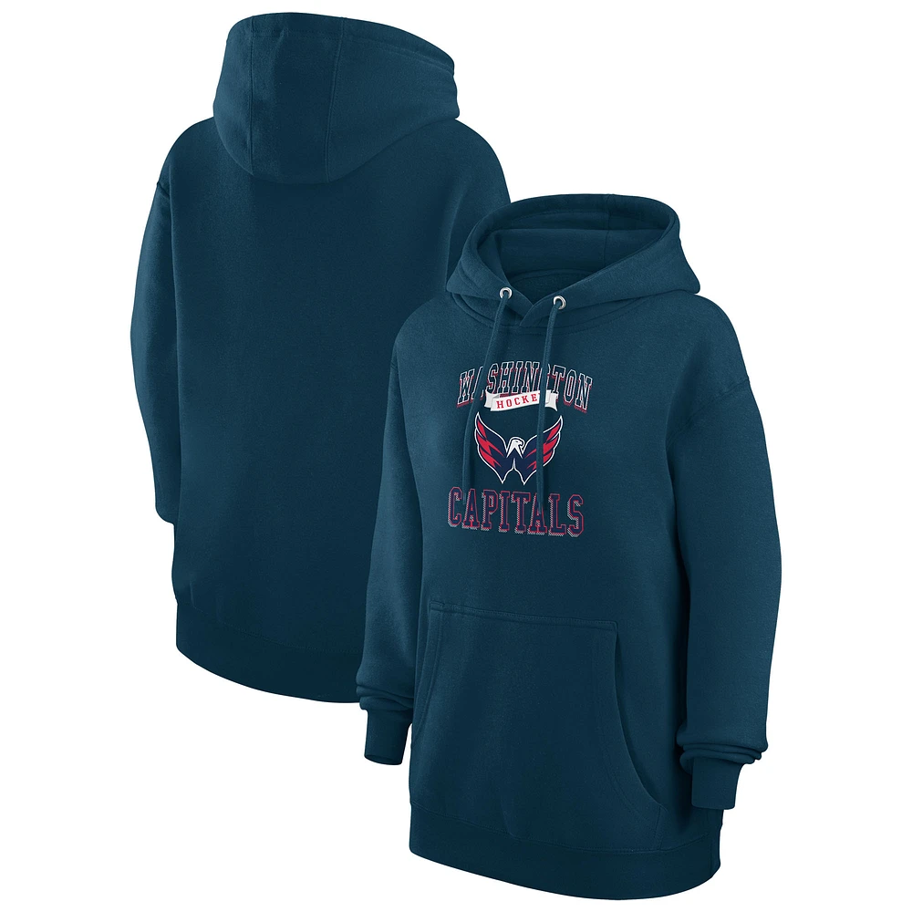 Women's G-III 4Her by Carl Banks Navy Washington Capitals Team Logo Tri-Blend Fleece Pullover Hoodie