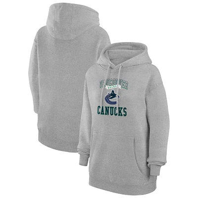 Women's G-III 4Her by Carl Banks Heather Gray Vancouver Canucks Team Logo Tri-Blend Fleece Pullover Hoodie