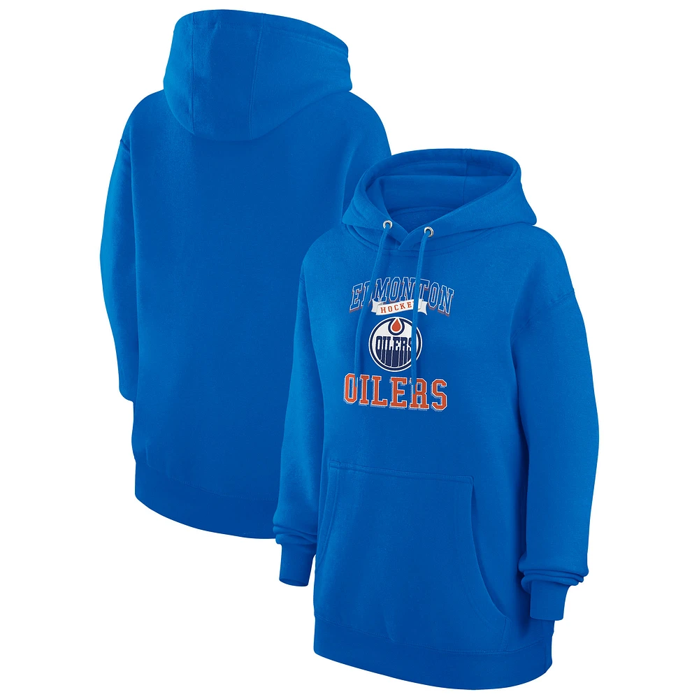 Women's G-III 4Her by Carl Banks Royal Edmonton Oilers Team Logo Tri-Blend Fleece Pullover Hoodie