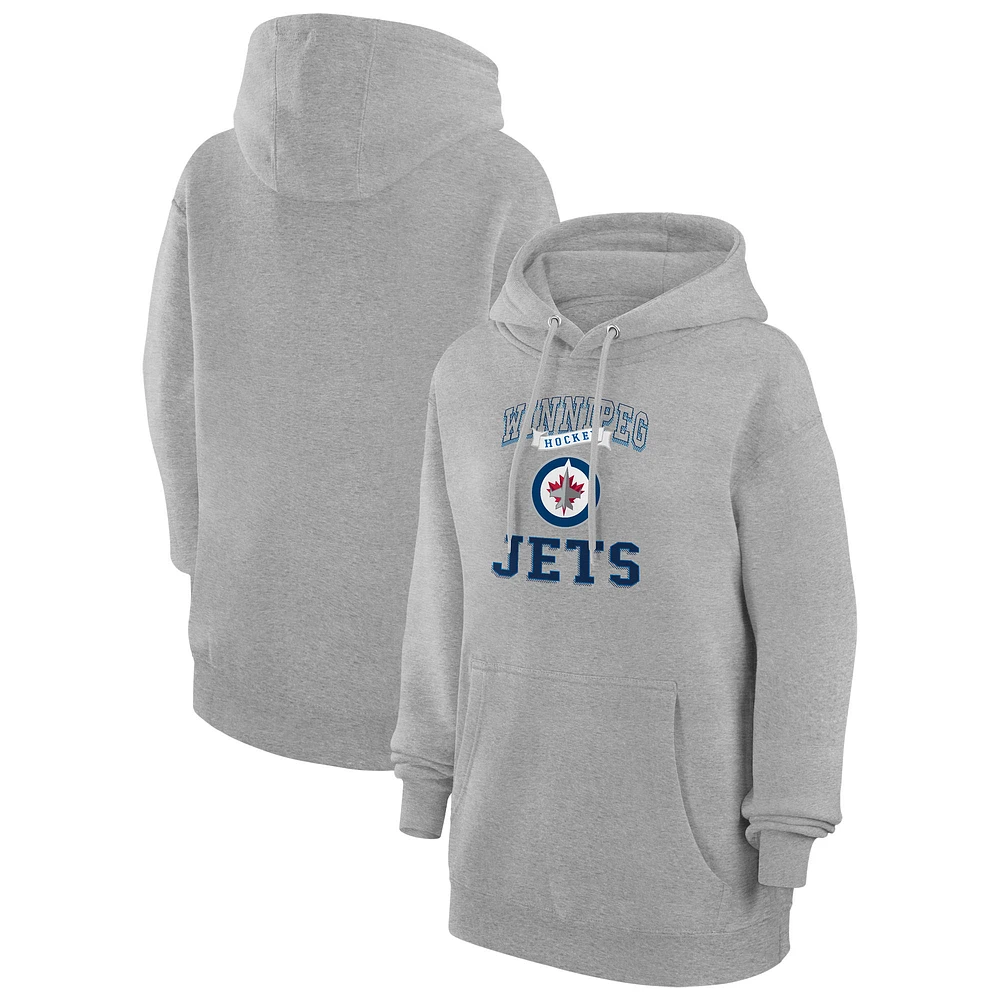 Women's G-III 4Her by Carl Banks Heather Gray Winnipeg Jets Team Logo Tri-Blend Fleece Pullover Hoodie