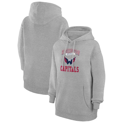 Women's G-III 4Her by Carl Banks Heather Gray Washington Capitals Team Logo Tri-Blend Fleece Pullover Hoodie