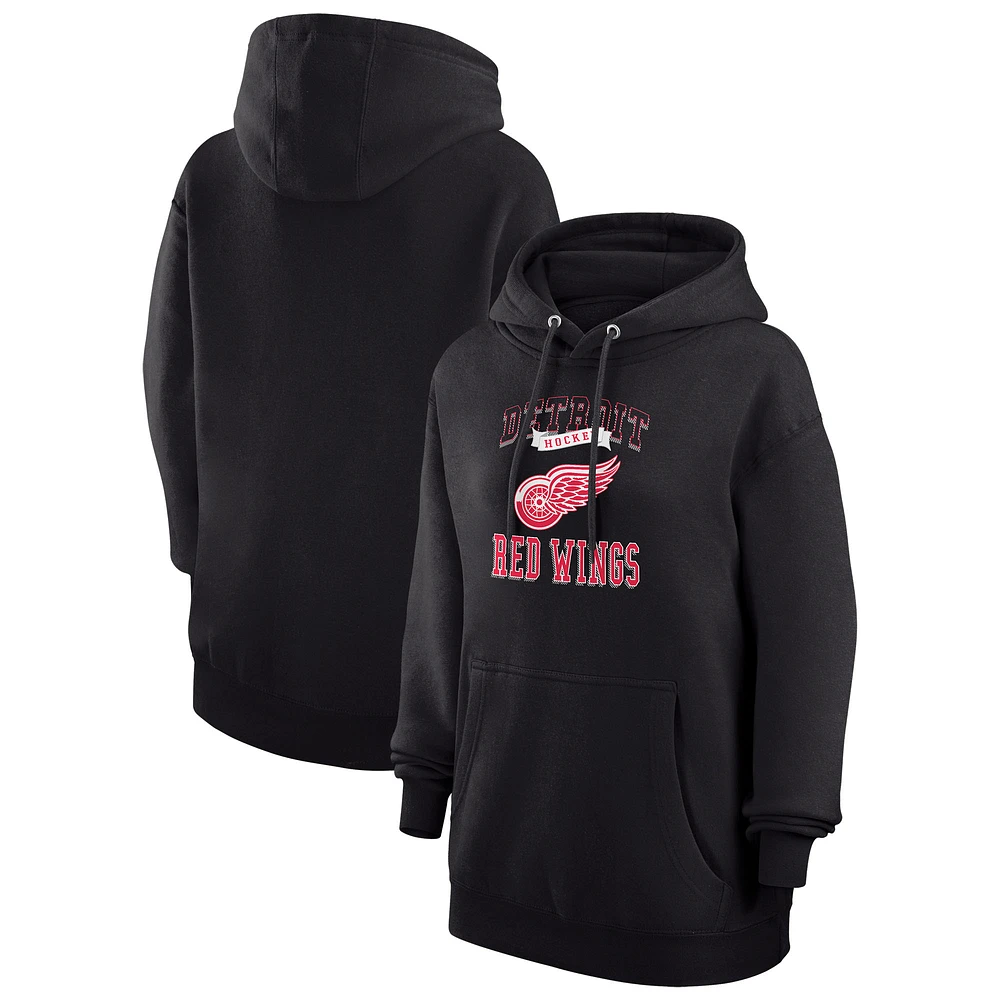 Women's G-III 4Her by Carl Banks Black Detroit Red Wings Team Logo Tri-Blend Fleece Pullover Hoodie