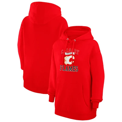 Women's G-III 4Her by Carl Banks Calgary Flames Team Logo Tri-Blend Fleece Pullover Hoodie