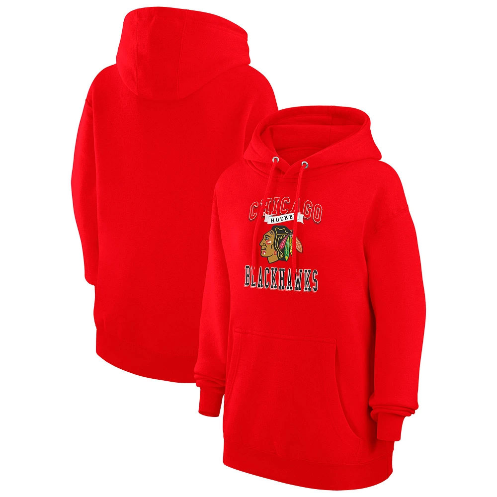Women's G-III 4Her by Carl Banks Chicago Blackhawks Team Logo Tri-Blend Fleece Pullover Hoodie