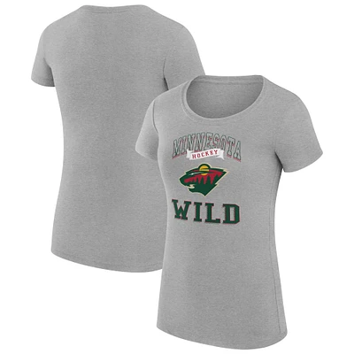 Women's G-III 4Her by Carl Banks Heather Gray Minnesota Wild Super-Slim Fit Lightweight Team Logo Graphic T-Shirt