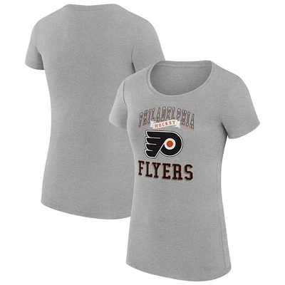 Women's G-III 4Her by Carl Banks Heather Gray Philadelphia Flyers Super-Slim Fit Lightweight Team Logo Graphic T-Shirt