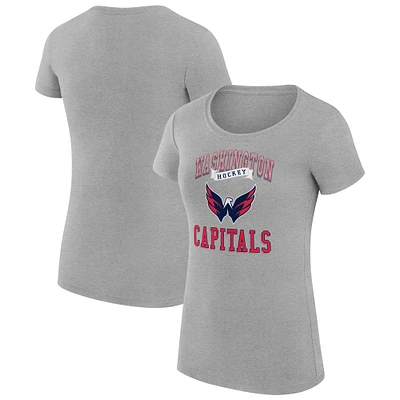 Women's G-III 4Her by Carl Banks Heather Gray Washington Capitals Super-Slim Fit Lightweight Team Logo Graphic T-Shirt
