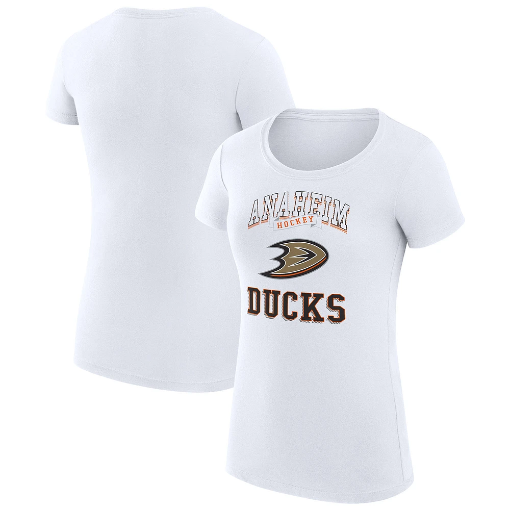 Women's G-III 4Her by Carl Banks White Anaheim Ducks Super-Slim Fit Lightweight Team Logo Graphic T-Shirt