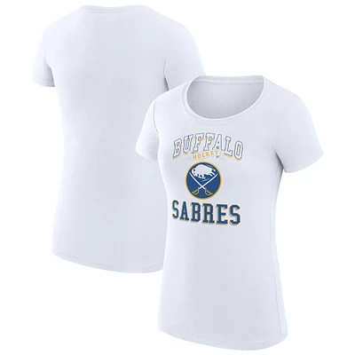 Women's G-III 4Her by Carl Banks White Buffalo Sabres Super-Slim Fit Lightweight Team Logo Graphic T-Shirt