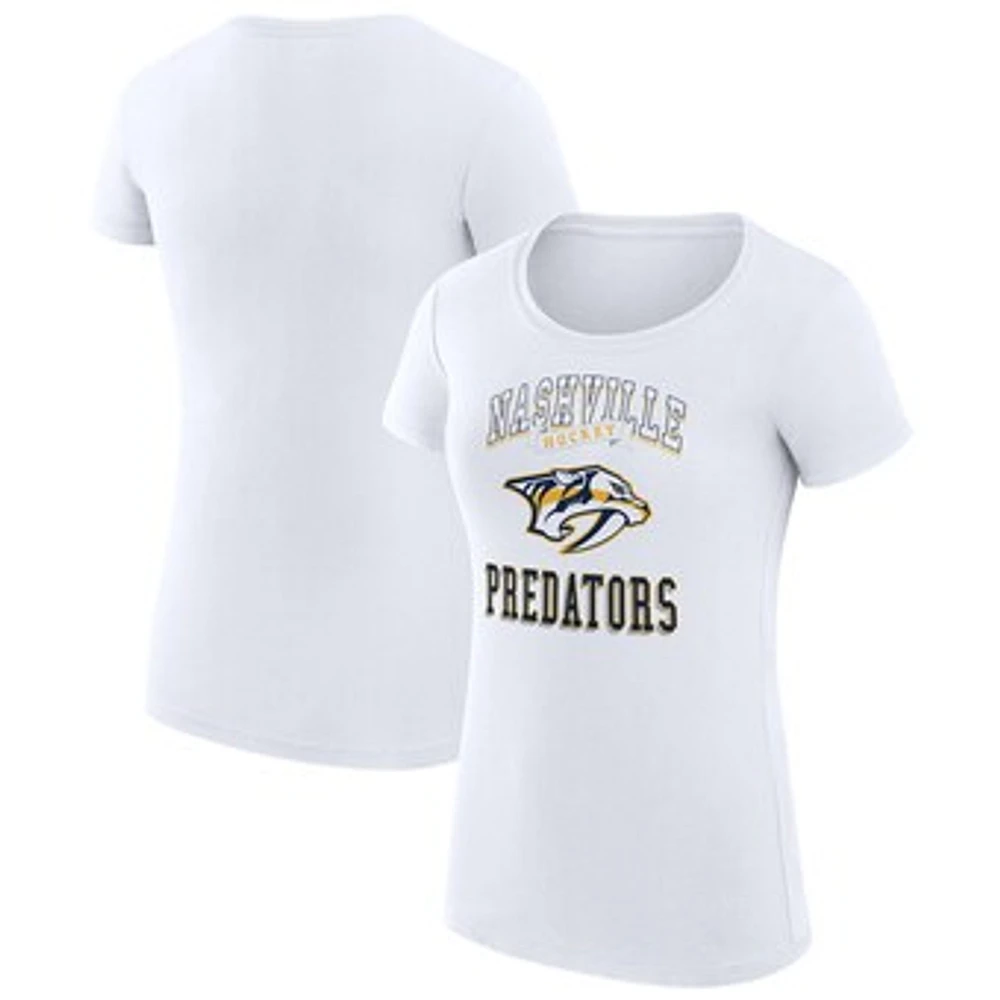 Women's G-III 4Her by Carl Banks White Nashville Predators Super-Slim Fit Lightweight Team Logo Graphic T-Shirt