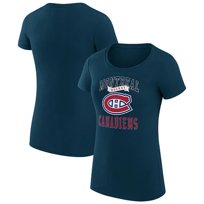 Women's G-III 4Her by Carl Banks Navy Montreal Canadiens Super-Slim Fit Lightweight Team Logo Graphic T-Shirt