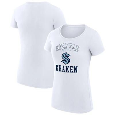 Women's G-III 4Her by Carl Banks White Seattle Kraken Super-Slim Fit Lightweight Team Logo Graphic T-Shirt