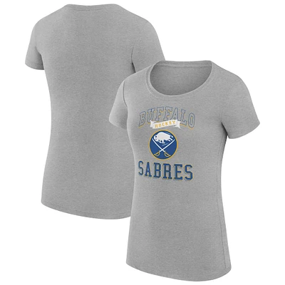 Women's G-III 4Her by Carl Banks Heather Gray Buffalo Sabres Super-Slim Fit Lightweight Team Logo Graphic T-Shirt