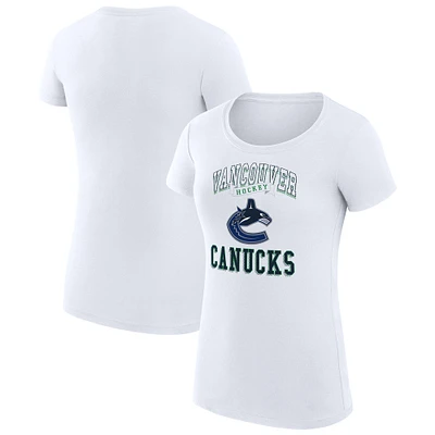 Women's G-III 4Her by Carl Banks White Vancouver Canucks Super-Slim Fit Lightweight Team Logo Graphic T-Shirt